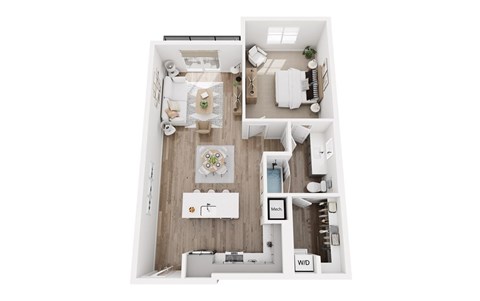 Floor plan for 1 bed, 1 bath, 875 sqft